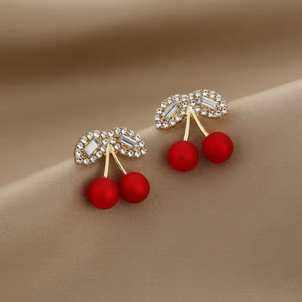 Gold Filled Cubic Zirconia Cherry Earrings